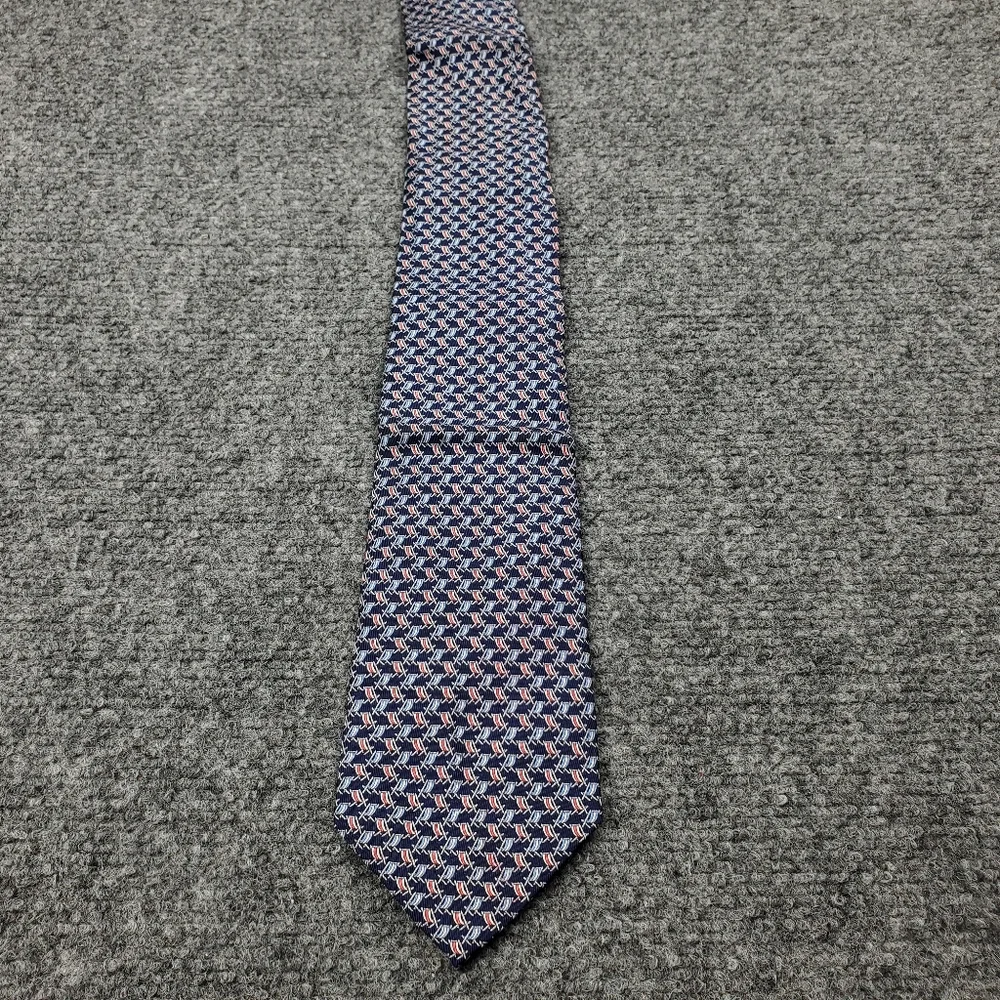 Salvatore Ferragamo Silk Tie Beach Chair Print Formal Navy Blue Made In Italy